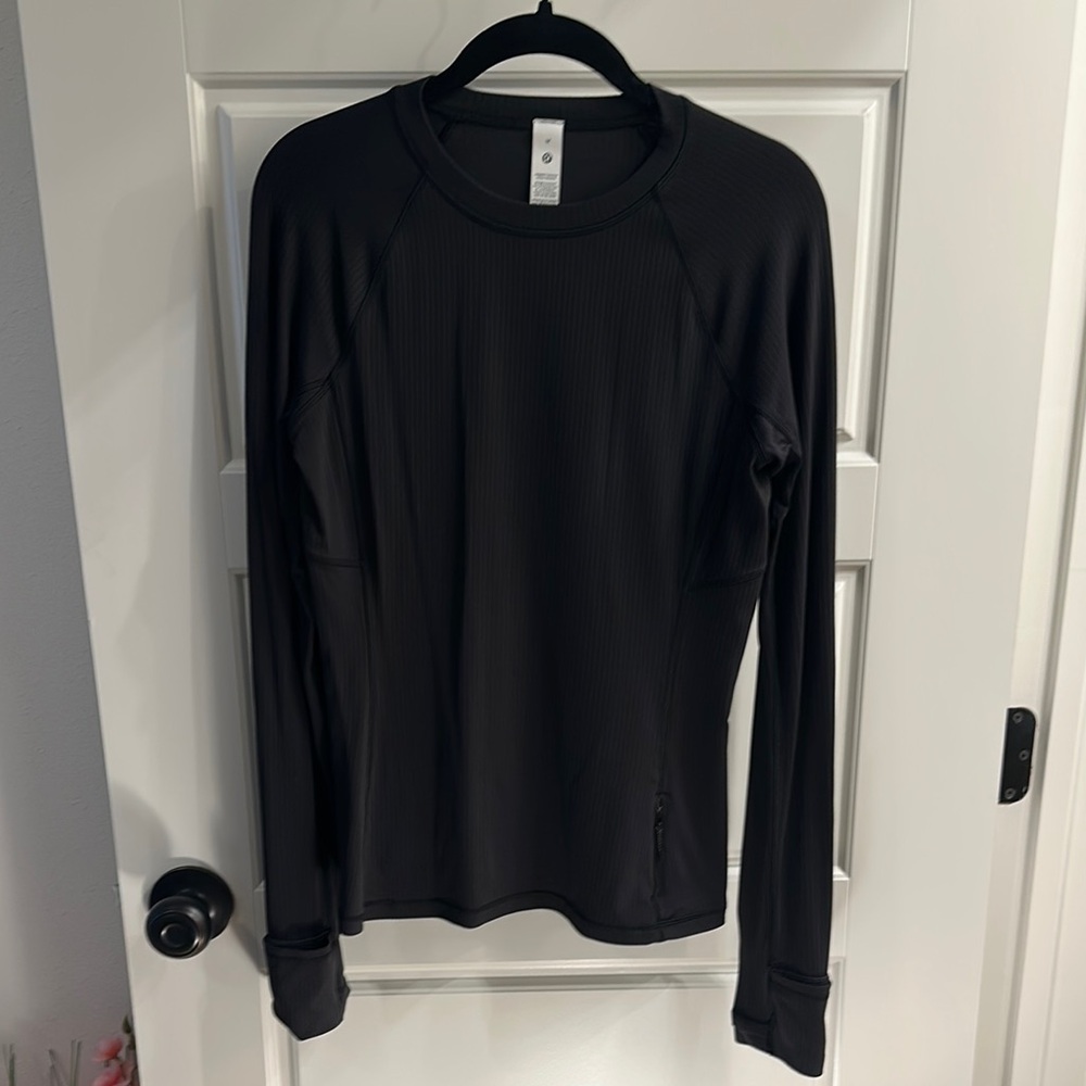 Lululemon Athletica RULA Black Ribbed Long Sleeve Top